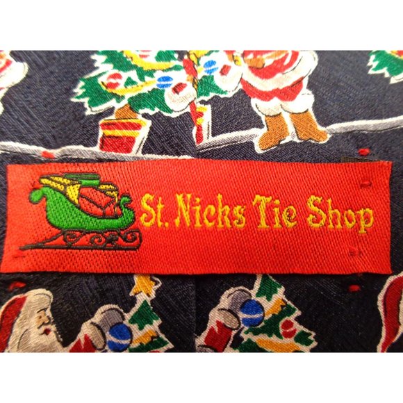 Vintage Christmas Neck Tie Silk  Santa Tree St. Nick's Tie Shop - Picture 3 of 3